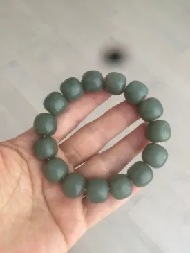 100% Natural 13.8x13mm green/yellow/brown/blue vintage style nephrite Hetian Jade bead man bracelet HF22