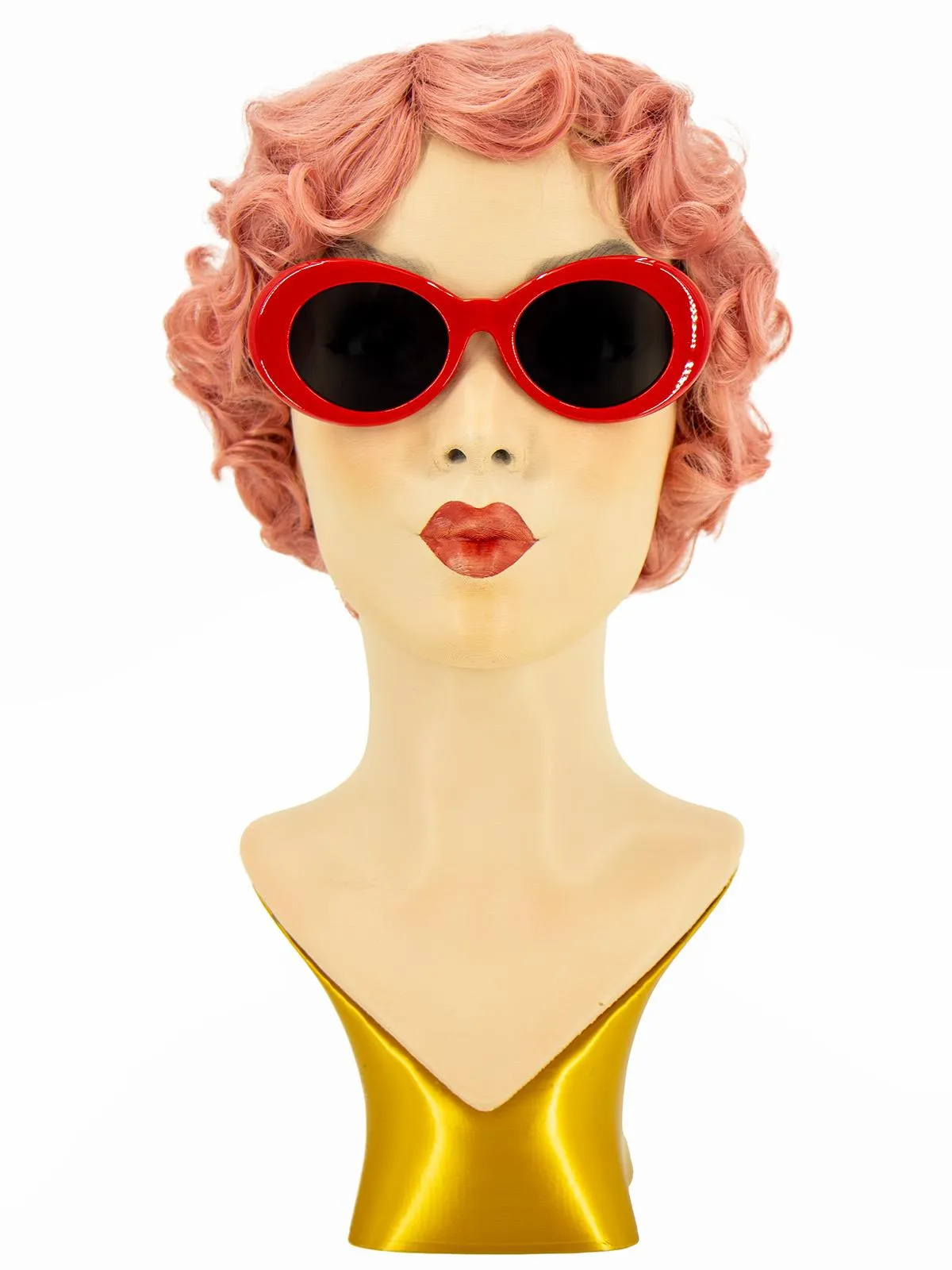 1960s Mod Style Red Oval Sunglasses