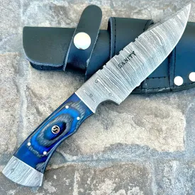 8.5” Lucky Luciano - Blue & Black Wood - Damascus - Horizontal & Vertical Carry - LL07