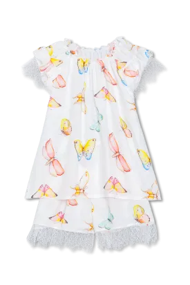 ADELIA - KIDS' PYJAMA SET WHITE BUTTERFLIES