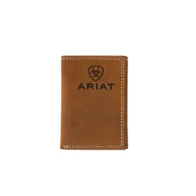 Ariat Men's Genuine Leather Trifold Wallet - Medium Brown