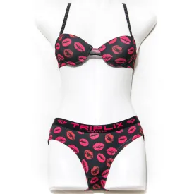 Black Kiss Printed Bra Panty Set