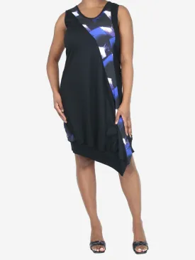 Black sleeveless printed midi dress - size