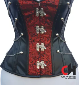 Brocade/Faux Leather Overbust Heavy Duty Steel Boned Corset