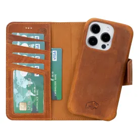 Burkley iPhone 14 Pro Wallet Case, Golden Brown