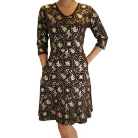 Faraway Astrology Foil Print Rosalind Dress