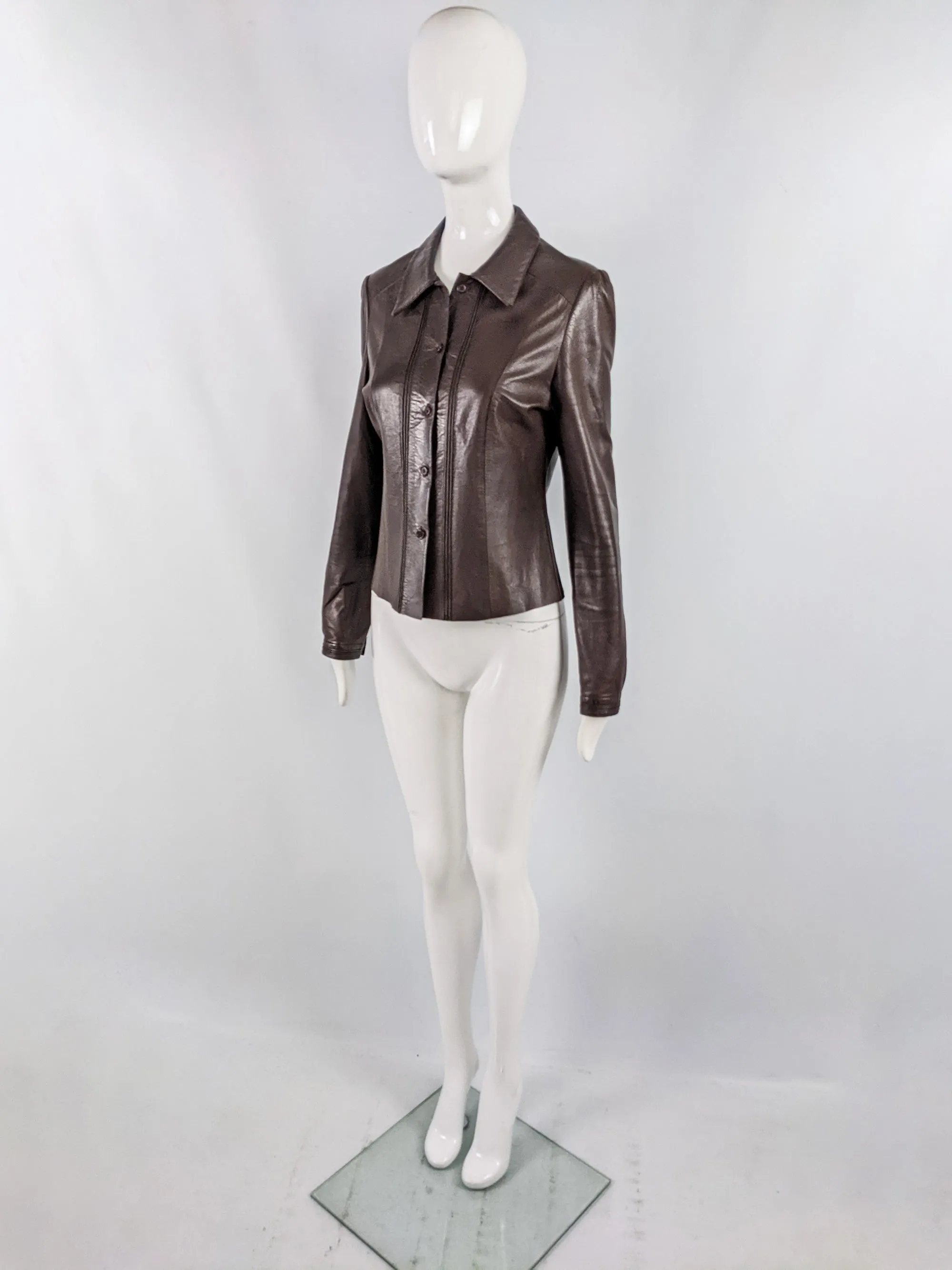 Joseph Vintage Womens Brown Leather Jacket, 1990s