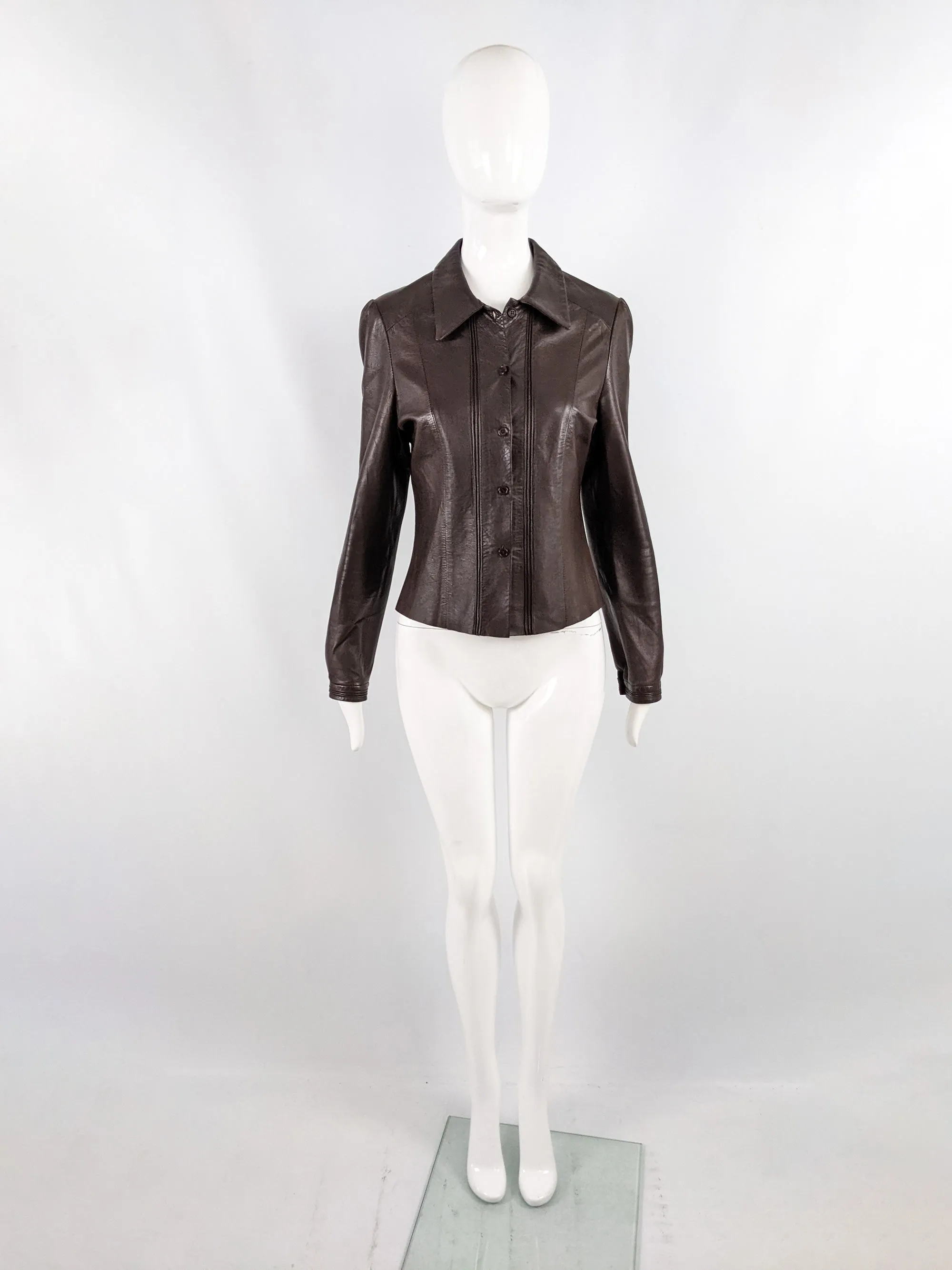 Joseph Vintage Womens Brown Leather Jacket, 1990s