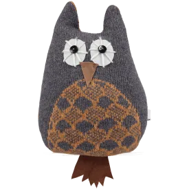 Large Knitted Feather Grey Owl With Lavender