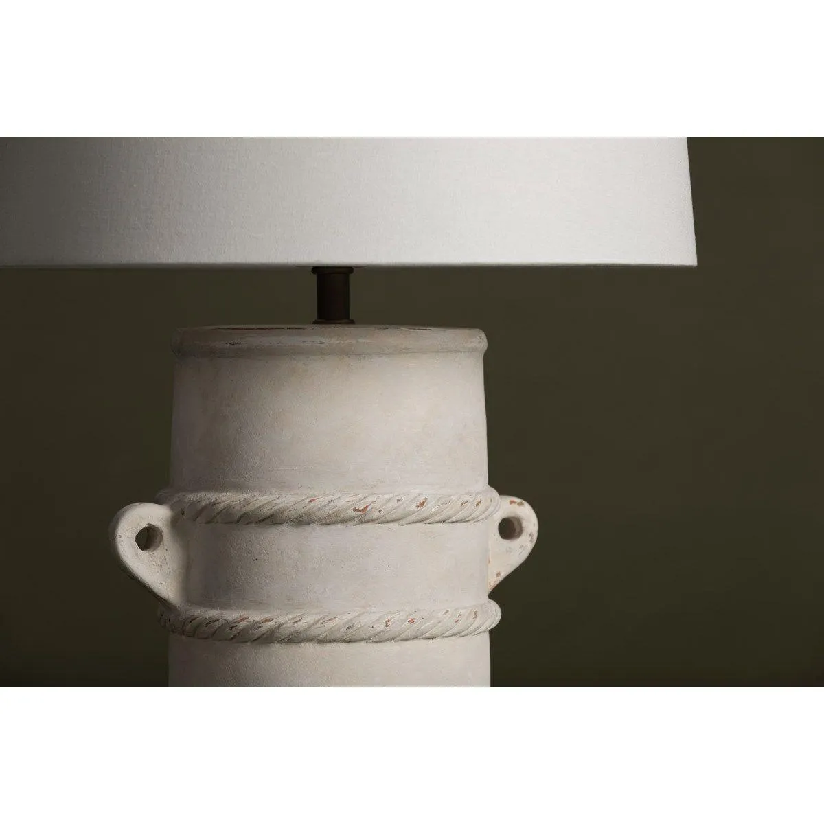 Siena Table Lamp Whitewash Terracotta with Patina Brass Accents