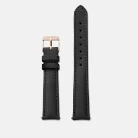 Strap 16 mm Leather Black, Rose Gold Colour