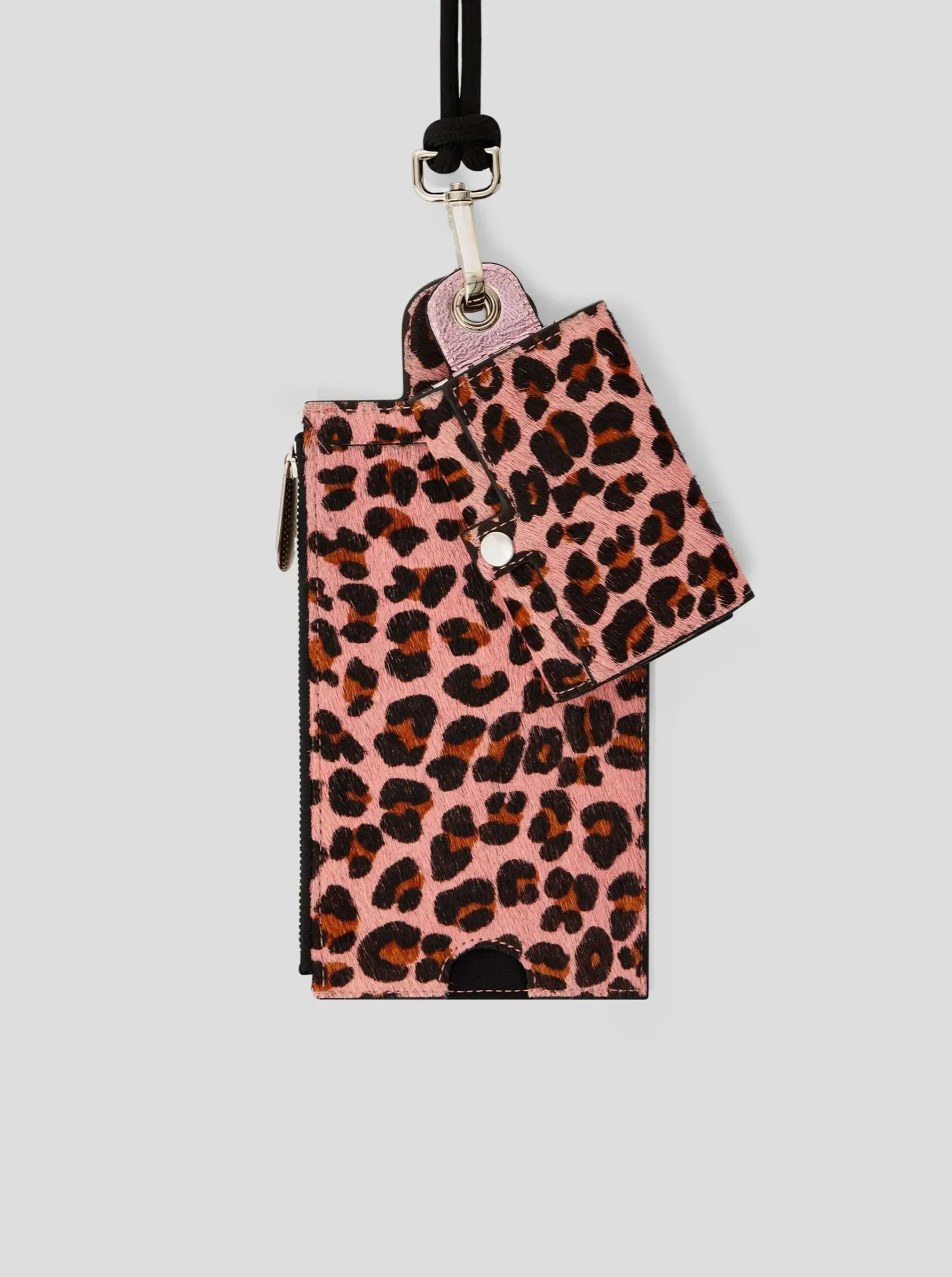 The Minis - 6 key holder in pink Leopard printed leather